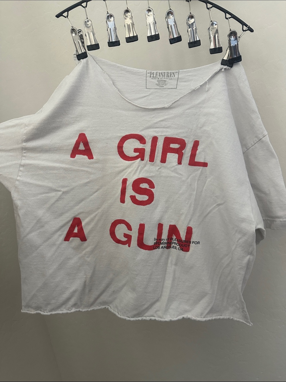 Pleasures White Off the Shoulder Short-Sleeve Tee